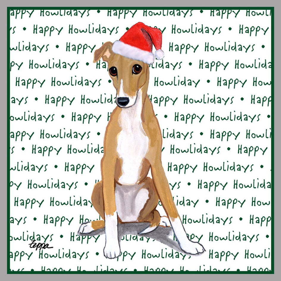 Greyhound Puppy Happy Howlidays Text - Adult Unisex Crewneck Sweatshirt
