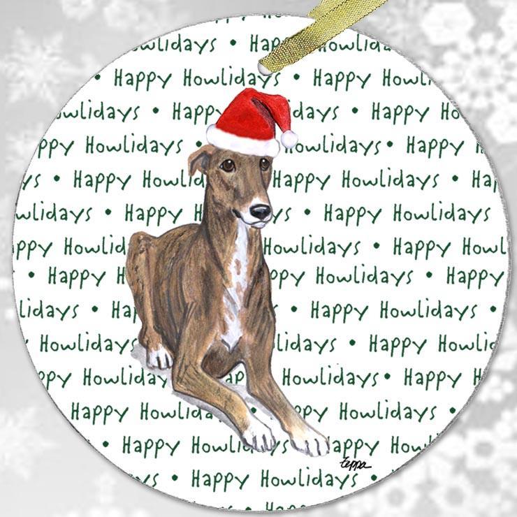 Greyhound "Happy Howlidays" Ornament