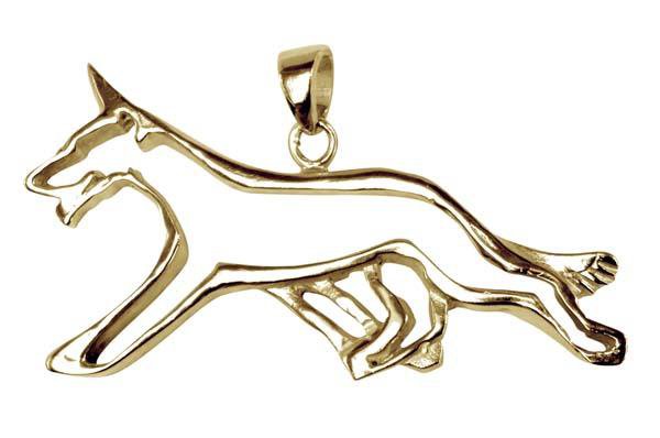 German Shepherd Dog 14K Gold Cut Out Pendant