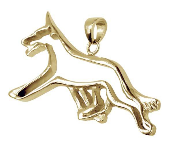 German Shepherd Dog 14K Gold Cut Out Pendant