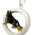 German Shepherd Dog in Sterling Silver Oval Pendant Custom Enamel