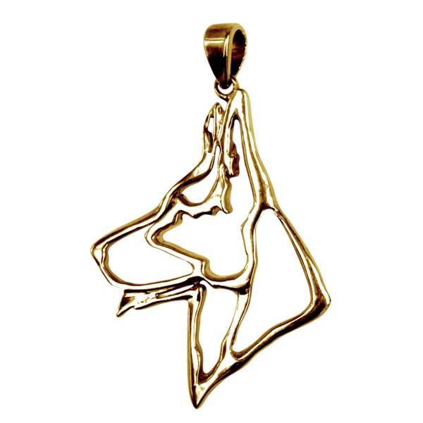 German Shepherd Dog 14K Gold Cut Out Pendant