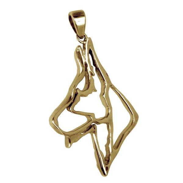 German Shepherd Dog 14K Gold Cut Out Pendant