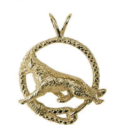 Solid 14K Gold German Shepherd Leash Pendant