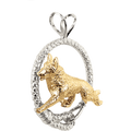 German Shepherd in Solid 14K Gold and Sterling Silver Leash Pendant