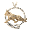 German Shepherd in Solid 14K Gold and Sterling Silver Leash Pendant