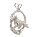 German Shepherd Dog in Solid Sterling Silver Leash Pendant