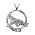 German Shepherd Dog in Solid Sterling Silver Leash Pendant