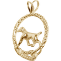 German Shorthaired Pointer Leash Solid 14K Gold  Pendant