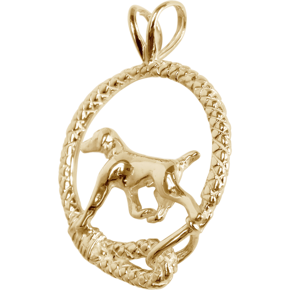 Solid 14K Gold German Shorthaired Pointer Leash Pendant