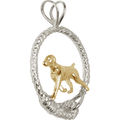 German Shorthaired Pointer in Solid 14K Gold and Sterling Silver Leash Pendant