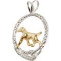 German Shorthaired Pointer in Solid 14K Gold and Sterling Silver Leash Pendant