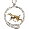 German Shorthaired Pointer in Solid 14K Gold and Sterling Silver Leash Pendant