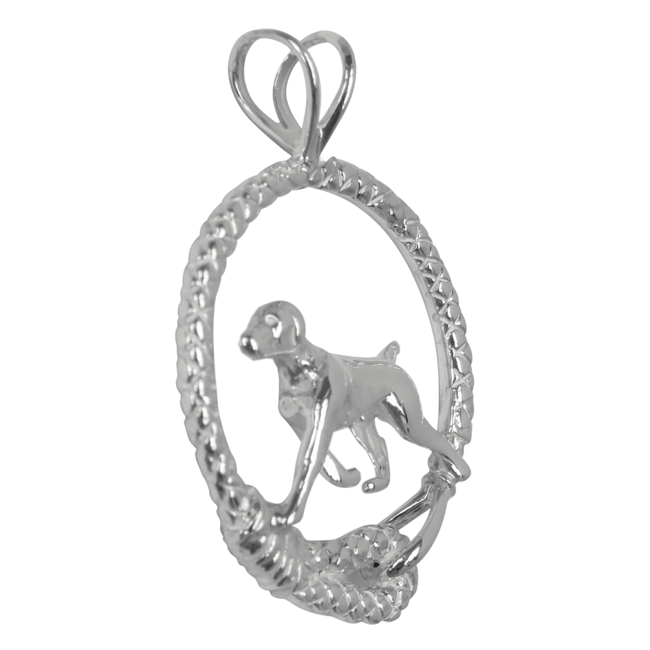 German Shorthaired Pointer in Solid Sterling Silver Leash Pendant