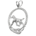 German Shorthaired Pointer in Solid Sterling Silver Leash Pendant