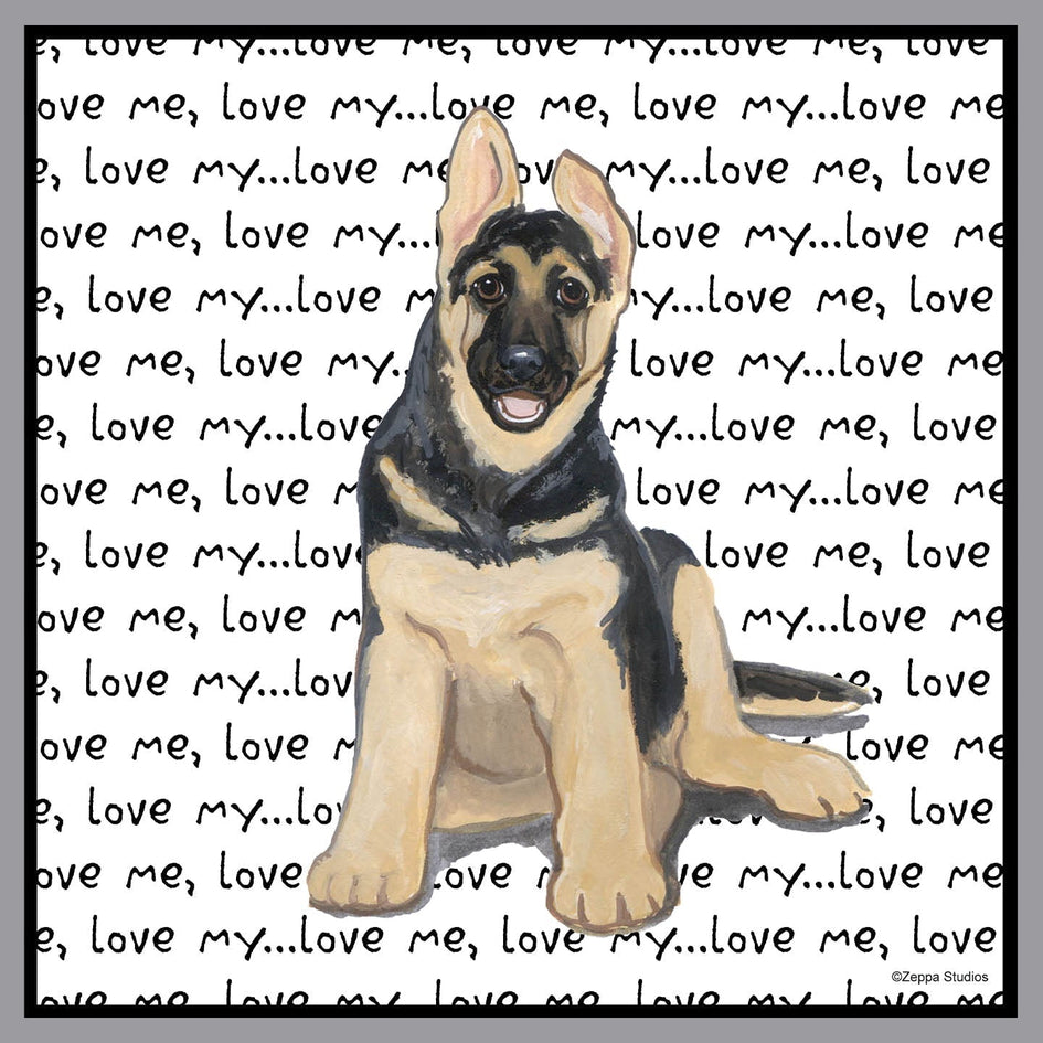 German Shepherd Dog Puppy Love Text - Adult Unisex Crewneck Sweatshirt