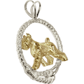 Giant Schnauzer -Solid 14K Gold and Sterling Silver Leash Pendant