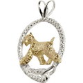 Giant Schnauzer -Solid 14K Gold and Sterling Silver Leash Pendant