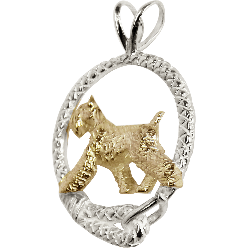 Giant Schnauzer -Solid 14K Gold and Sterling Silver Leash Pendant