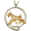 Giant Schnauzer -Solid 14K Gold and Sterling Silver Leash Pendant