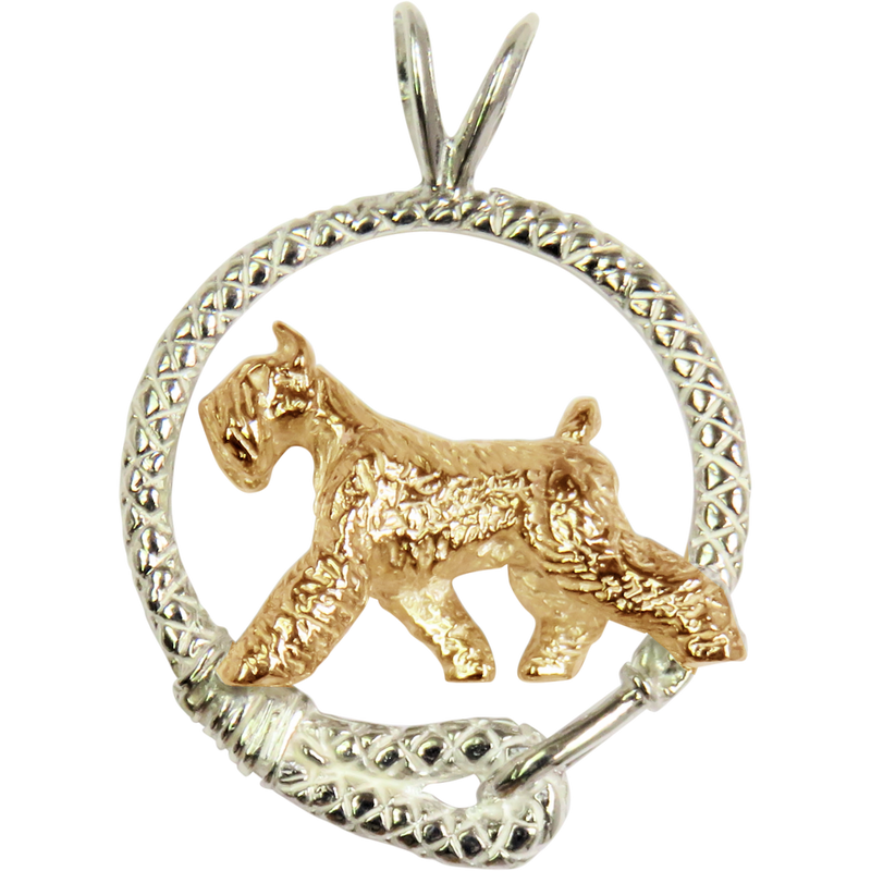 Giant Schnauzer -Solid 14K Gold and Sterling Silver Leash Pendant