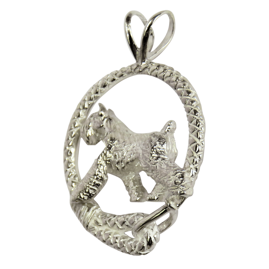 Giant Schnauzer in Solid Sterling Silver Leash Pendant