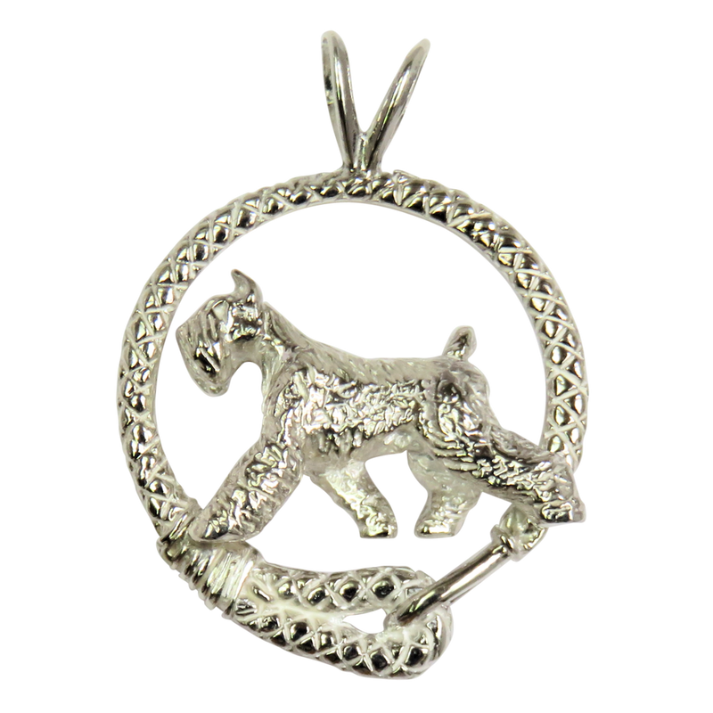 Giant Schnauzer in Solid Sterling Silver Leash Pendant