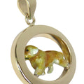 Golden Retriever Trotting in 14K Gold Oval Pendant Custom Enamel