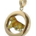 Golden Retriever Trotting in 14K Gold Oval Pendant Custom Enamel
