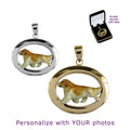 Golden Retriever Trotting in Sterling Silver Oval Pendant Custom Enamel