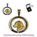 Golden Retriever in Sterling Silver Tapered Oval Pendant Custom Enamel