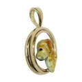 Golden Retriever in 14K Gold Tapered Oval Pendant Custom Enamel