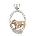 Solid 14K Gold Golden Retriever in Sterling Silver Leash Pendant