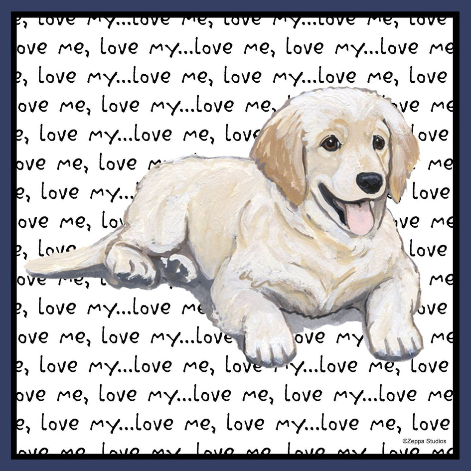 Golden Retriever Puppy Love Text - Adult Unisex Crewneck Sweatshirt