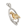 Solid 14K Gold Gordon Setter in Sterling Silver Leash Pendant