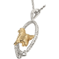 Solid 14K Gold Gordon Setter in Sterling Silver Leash Pendant