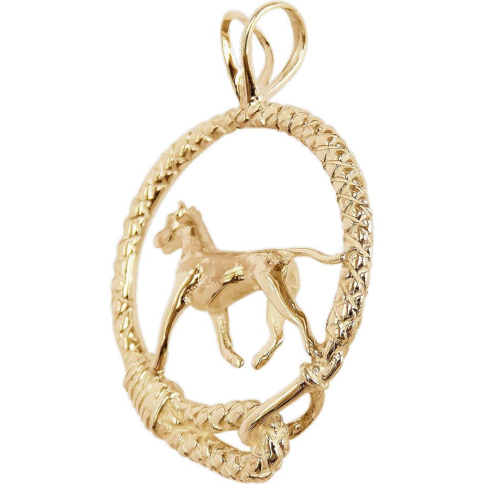 Solid 14K Gold Great Dane Leash Pendant