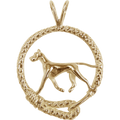 Solid 14K Gold Great Dane Leash Pendant