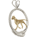 Solid 14K Gold Great Dane in Sterling Silver Leash Pendant