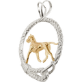 Solid 14K Gold Great Dane in Sterling Silver Leash Pendant