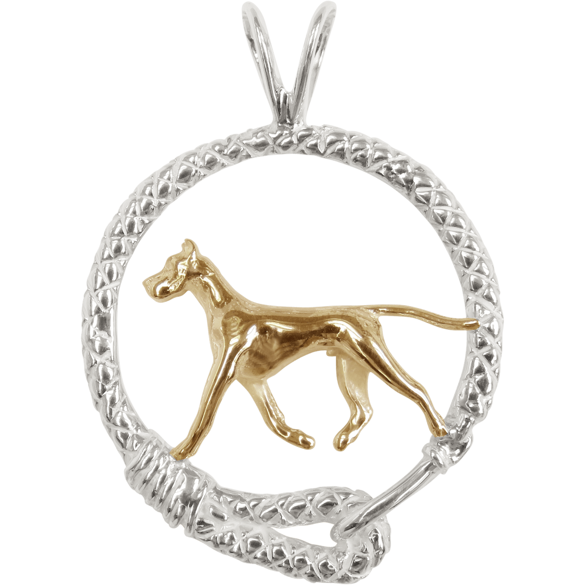 Great Dane Great Dane Necklace Silver And 14k Gold | Esquivel and Fees |  Handmade Charm and Jewelry Designs