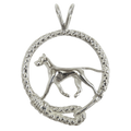 Great Dane in Solid Sterling Silver Leash Pendant