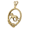 Solid 14K Gold Greyhound Leash Pendant