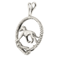 Greyhound in Solid Sterling Silver Leash Pendant
