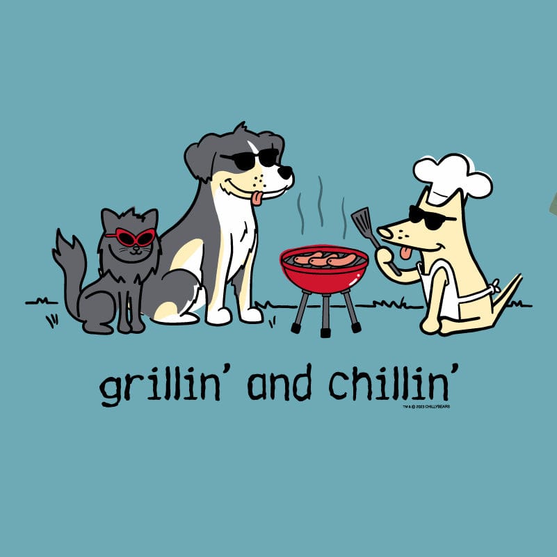 Grillin' And Chillin' - Ladies Curvy V-Neck Tee