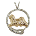Solid 14K Gold Havanese in Sterling Silver Leash Pendant