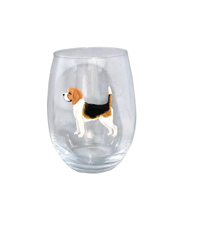 Hound Group - Hand-Painted Stemless Wine Glass