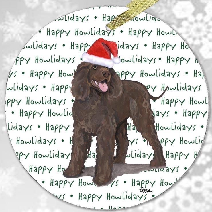 Irish Water Spaniel "Happy Howlidays" Ornament