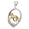 Solid 14K Gold Italian Greyhound in Sterling Silver Leash Pendant