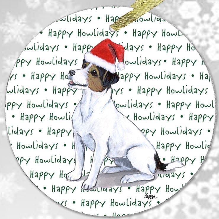 Russell Terrier, Tri Color "Happy Howlidays" Ornament